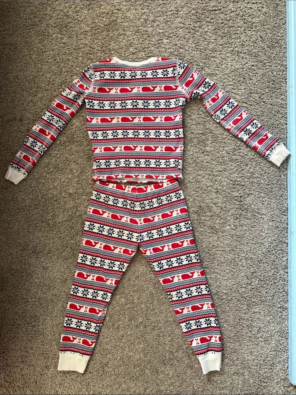 Vineyard Vines Red, Navy and White Fair Isle Kids Pajama Set